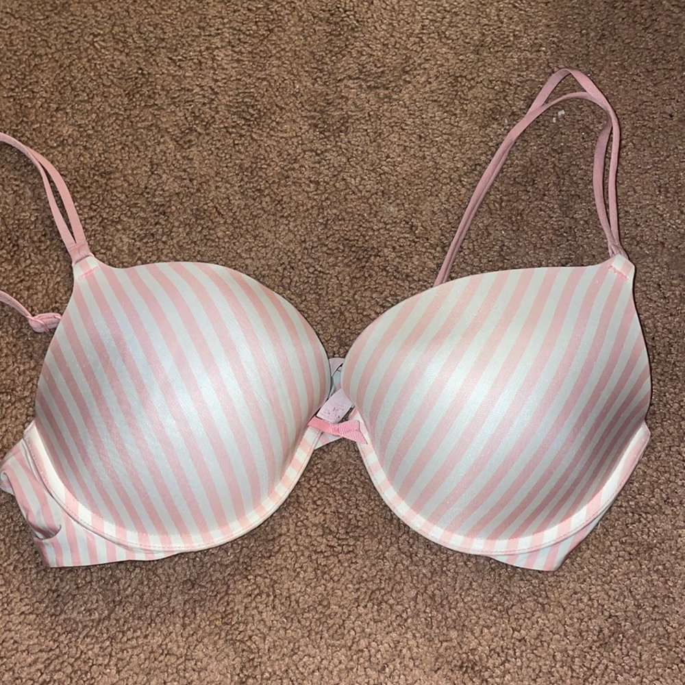 Pink and white striped VS bra